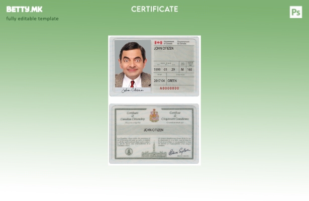 Модерен стил шаблон за сертификат за државјанство на Канада